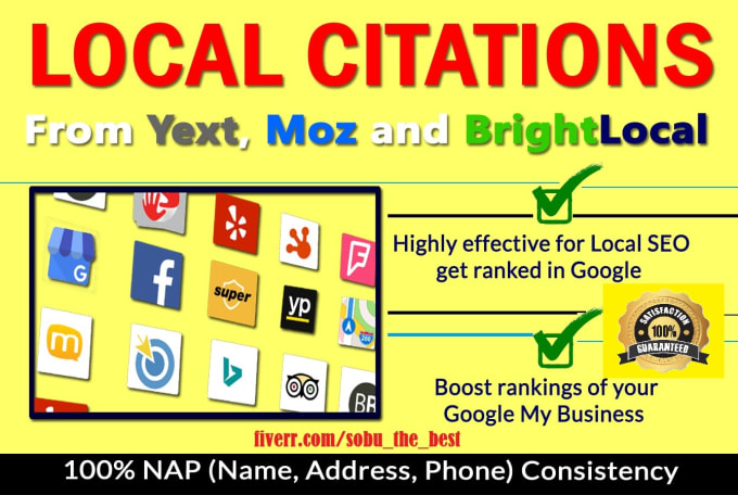 Gig Preview - Do local SEO or local citations from yext moz brightlocal and whitespark