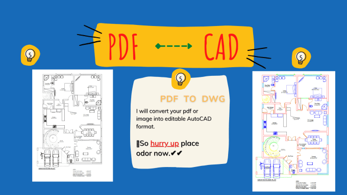 Gig Preview - Convert pdf, sketch, or image to autocad drawing