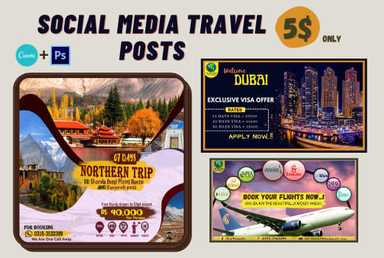 Gig Preview - Design social media travel posts for your company