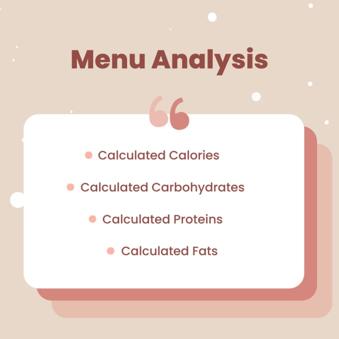 Gig Preview - Do nutritional analysis and recipe analysis for your menus