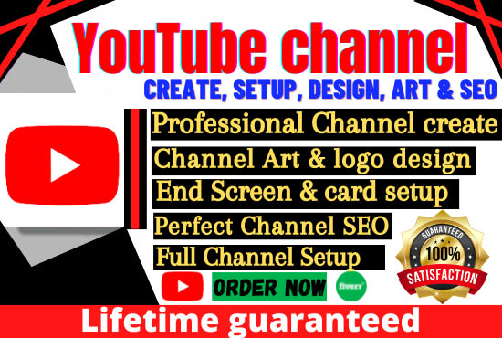 Gig Preview - Create youtube channel with art, logo, SEO and all setups