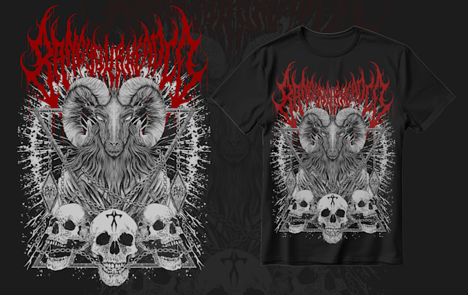 Gig Preview - Draw dark art brutal horror skull metal illustration art