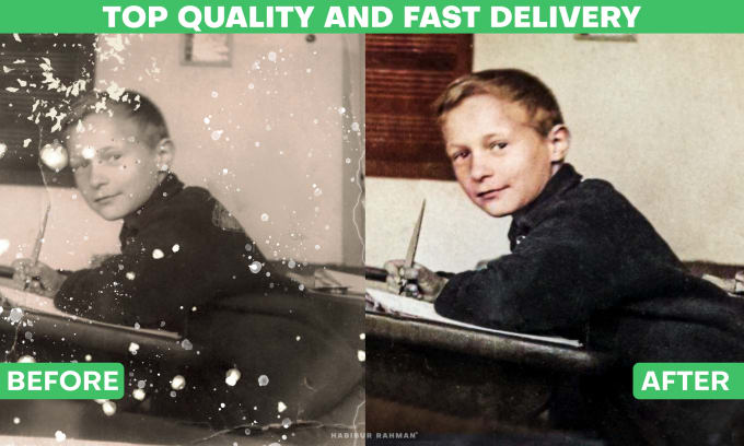 Gig Preview - Do old photo restoration, colorize, repair damaged photos