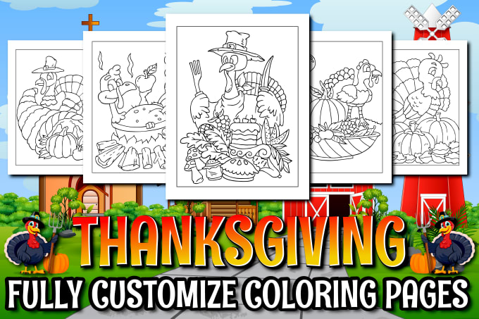 Gig Preview - Send you 120 thanksgiving coloring pages for kids amazon KDP