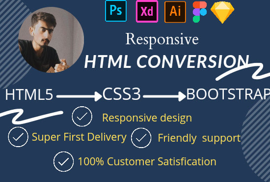 Gig Preview - Convert PSD into html with responsive design