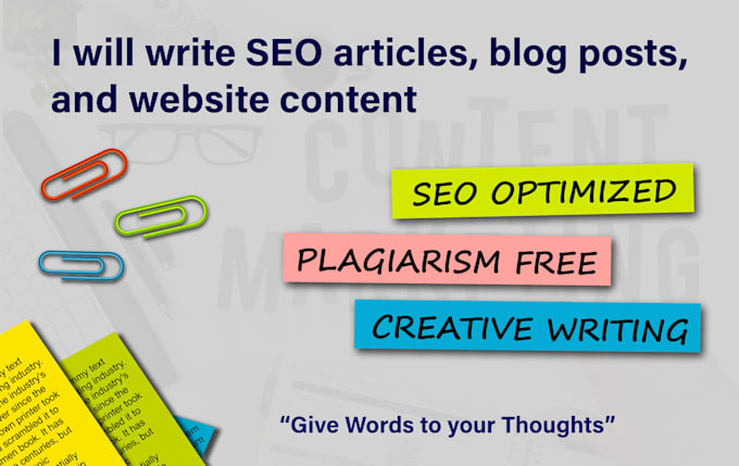 Gig Preview - Write SEO articles, blog posts, and website content