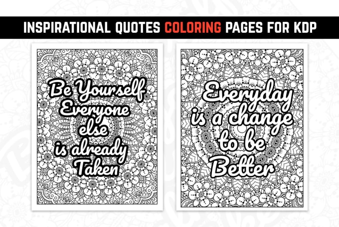 Gig Preview - Design mandala pattern inspirational quotes coloring pages for KDP