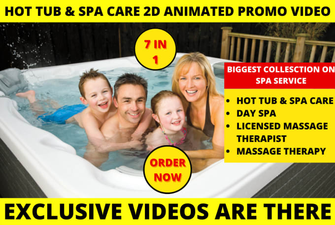 Gig Preview - Do hot tub and spa care or day spa 2d animated promo video