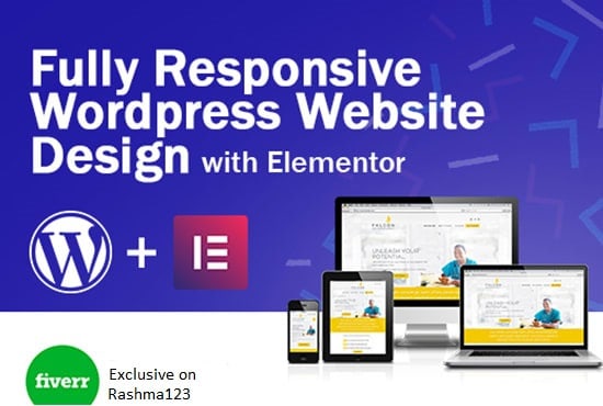 Gig Preview - Build a responsive wordpress website using elementor