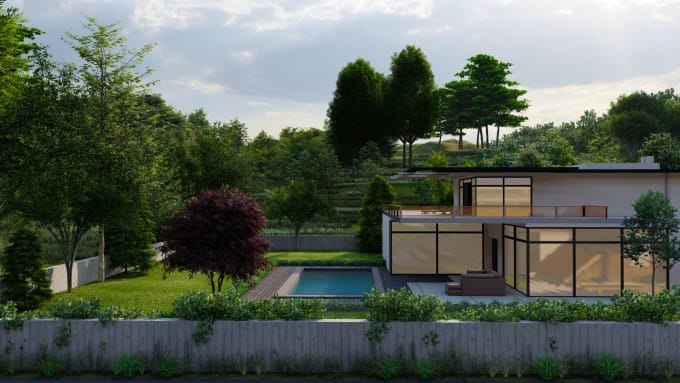 Gig Preview - Design and render garden,backyard,pool,landscaping,building exterior views