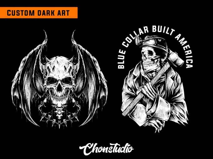 Gig Preview - Draw detailed dark art, horror illustration cover and tshirt