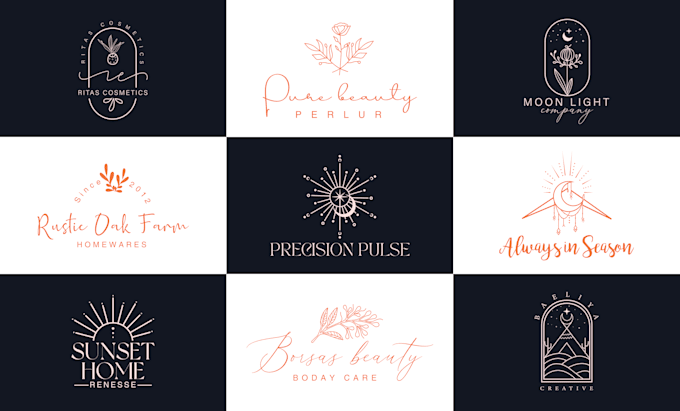 Gig Preview - Create a modern minimal botanical boho hand drawn line art feminine logo for you