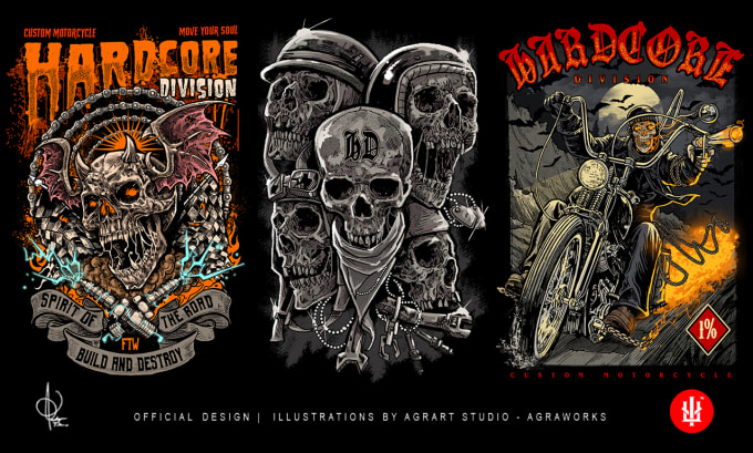 Gig Preview - Do custom skull motorcycle design  for tshirt or merchandise