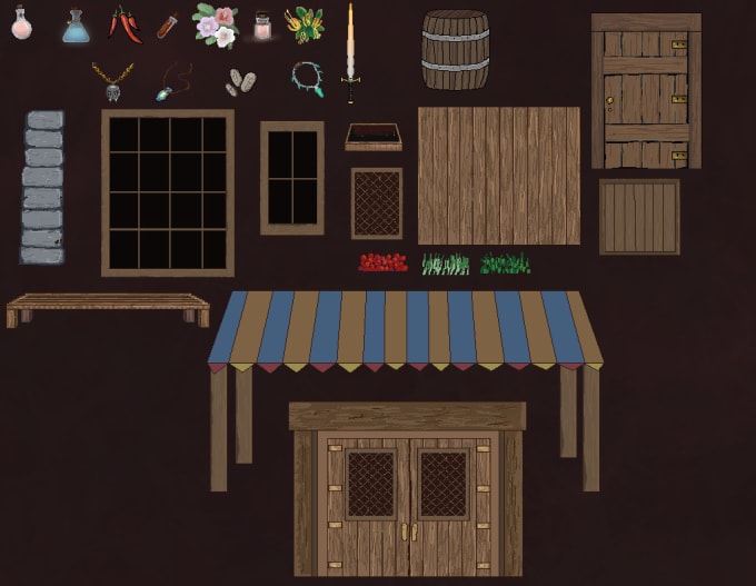 Gig Preview - Make pixel assets and props for your game