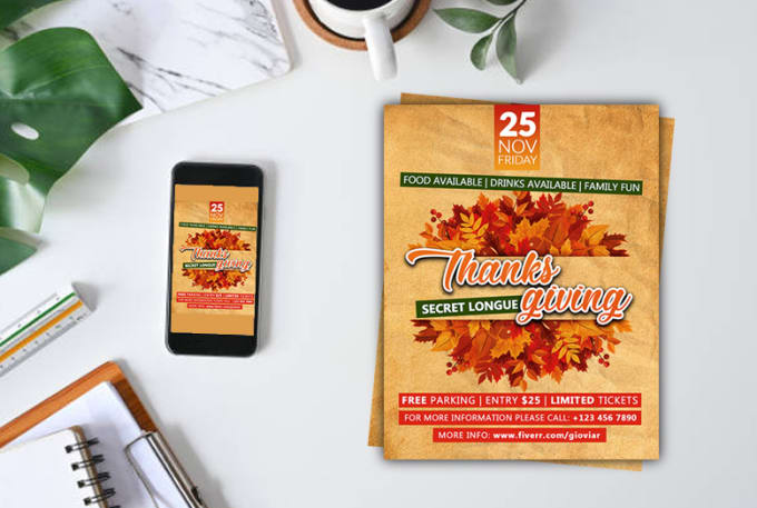 Gig Preview - Design thanksgiving flyer within 24h