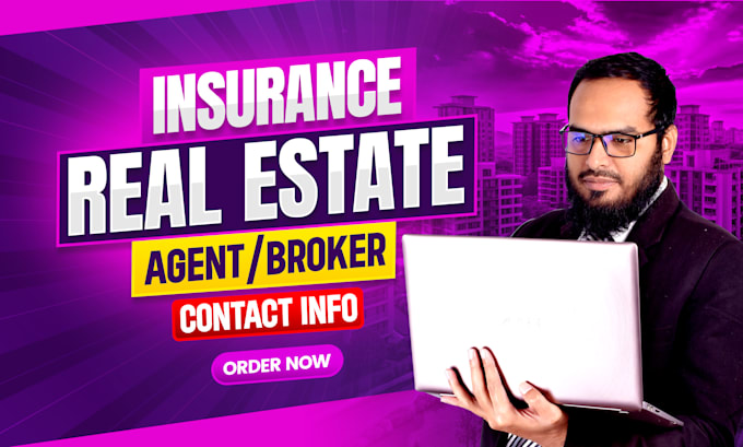 Gig Preview - Do USA insurance agent, realtor, real estate agent, broker prospect email list