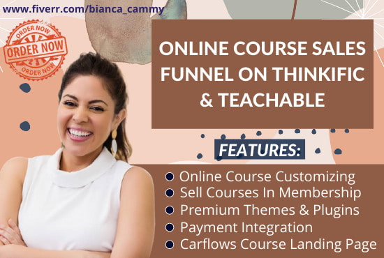 Gig Preview - Setup online course sales funnel on thinkific, teachable, and others