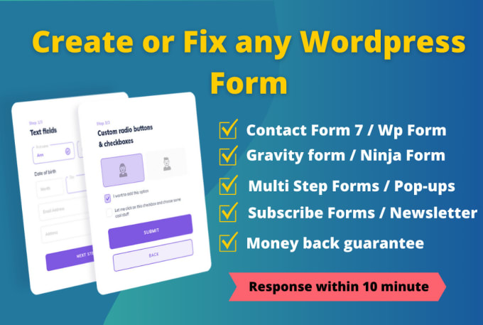 Gig Preview - Design and fix wordpress contact form 7, gravity, ninja, wp form, popup