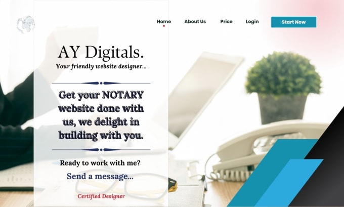 Gig Preview - Design a notary website, notary landing page, errand website, signing website