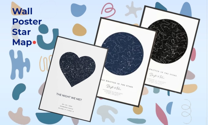 Gig Preview - Design personalized night sky star map of your special date