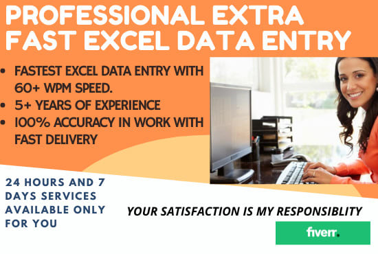 Gig Preview - Do professional extra fast excel data entry and copy paste jobs