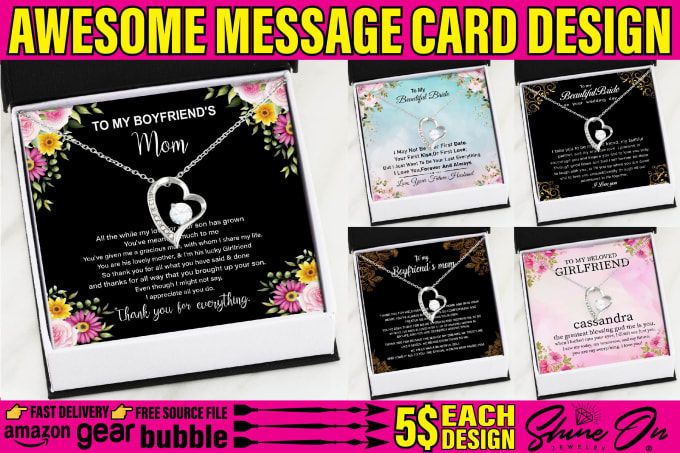 Gig Preview - Design awesome shineon message card and necklace in 24 hours