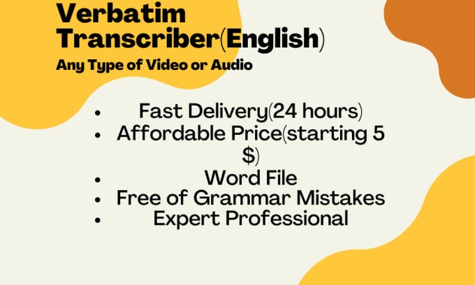 Gig Preview - Provide english verbatim transcription services