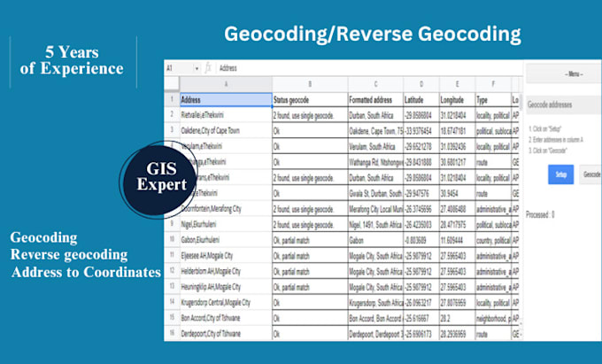 Gig Preview - Perform geocoding, address to coordinate