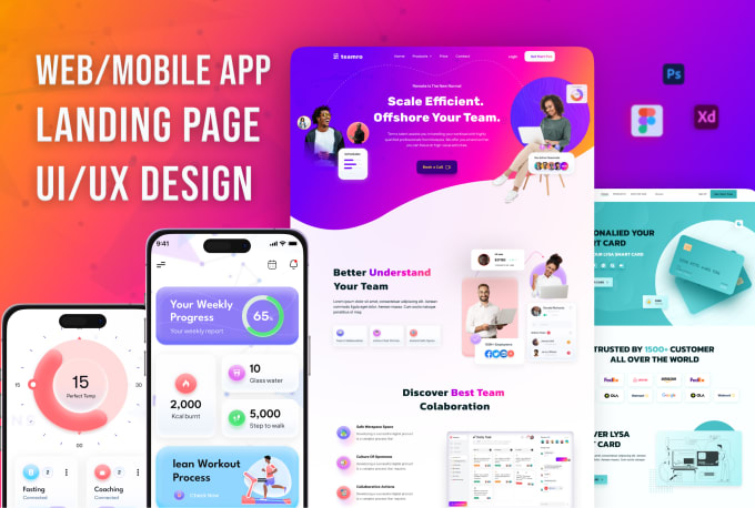 Bestseller - design web, mobile app UI UX, or landing page, figma website mockup