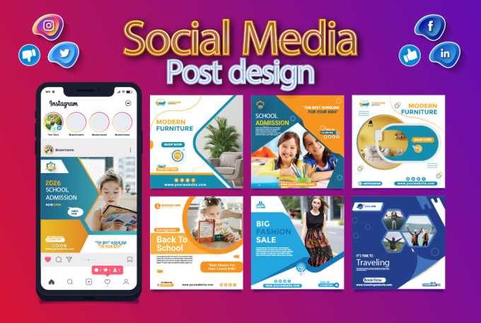 Gig Preview - Design 20 instagram posts, social media posts, social media ads design