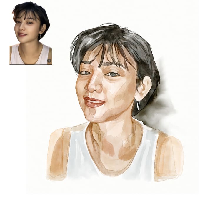 Gig Preview - Draw your potrait in watercolor illustration style