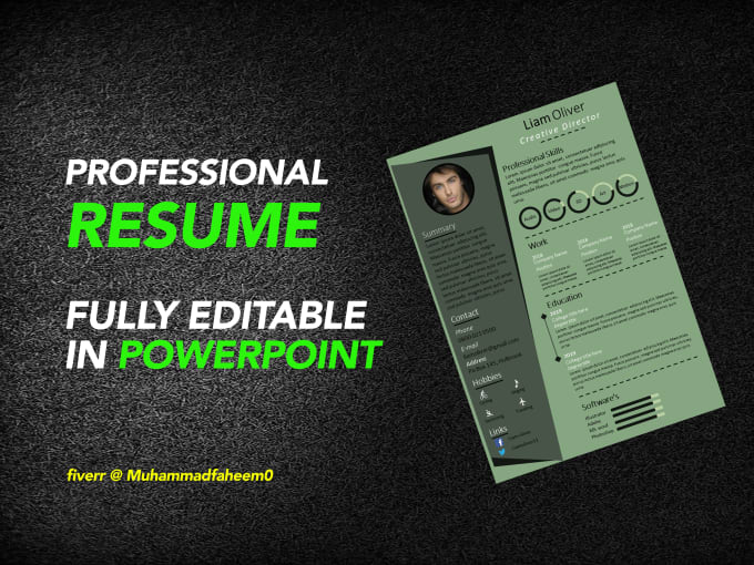 Gig Preview - Design a professional resume or CV in powerpoint