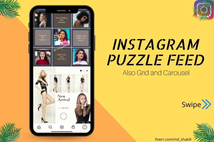 Gig Preview - Design an instagram grid, puzzle feed, carousel, template