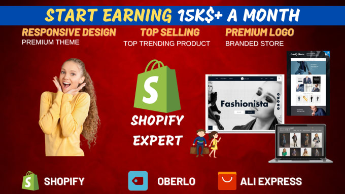 Gig Preview - Create professional shopify website, dropshipping store