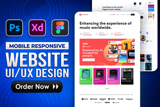 Gig Preview - Design a responsive landing page ,website design, app design