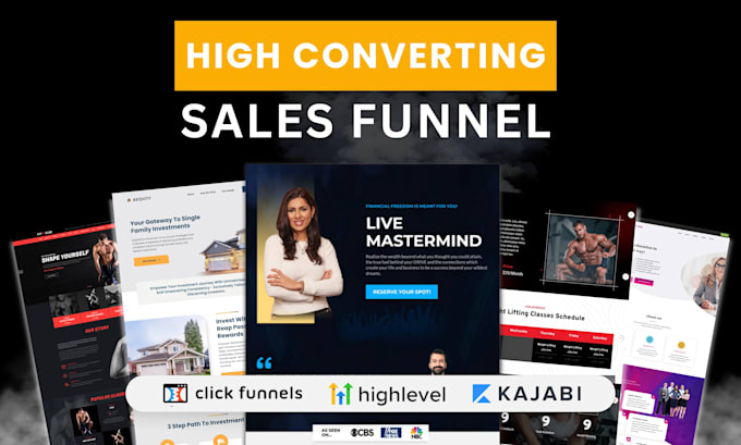 Gig Preview - Be gohighlevel, clickfunnels or kajabi, sales funnel, website, automation expert