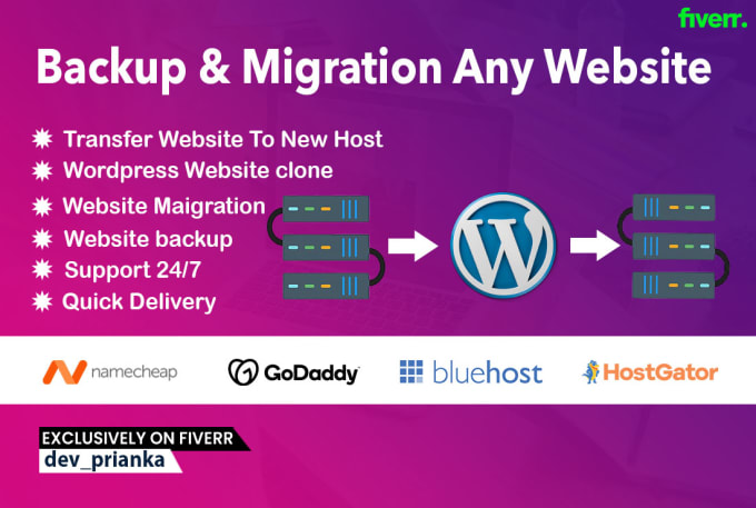 Gig Preview - Backup, migrate, transfer, clone wordpress website in 3 hrs