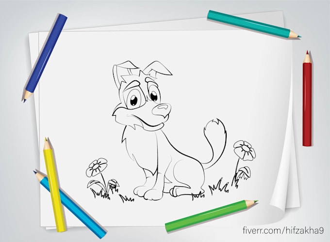 Gig Preview - Draw children coloring pages black and white illustration