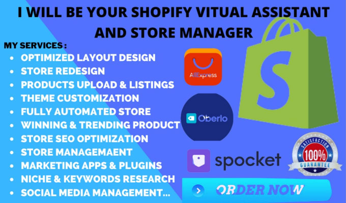 Gig Preview - Be your reliable shopify virtual assistant, store supervisor