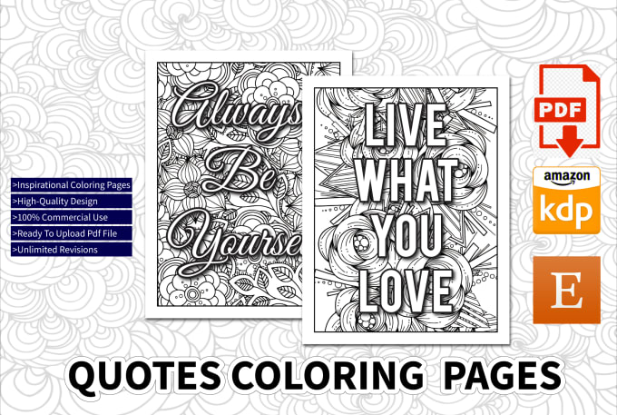 Gig Preview - Design inspirational quotes coloring pages with floral pattern for amazon kdp