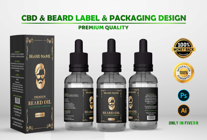 Gig Preview - Do unique cbd label, beard label, cosmetics label design