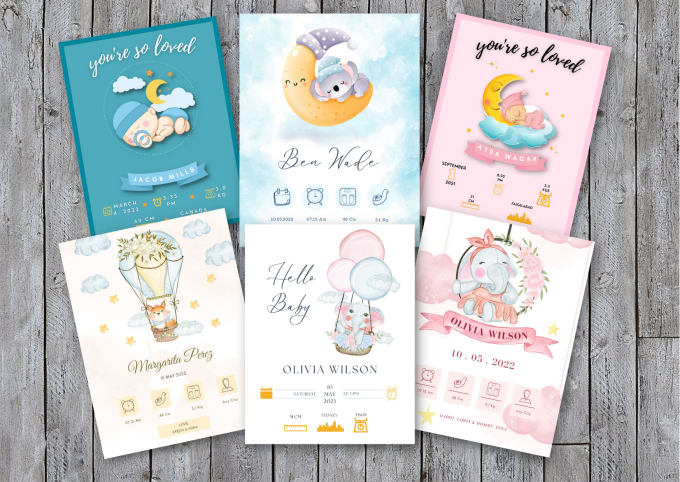 Gig Preview - Design baby birth poster or milestone cards for you