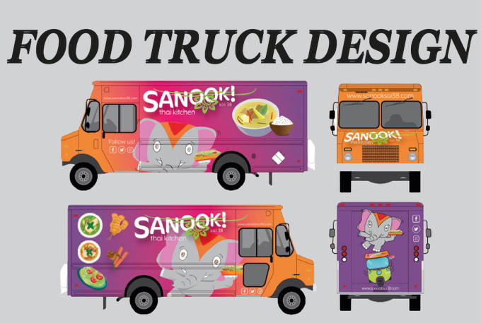 Gig Preview - Design professional food truck wrap, truck wrap, trailer wrap and bus wrap