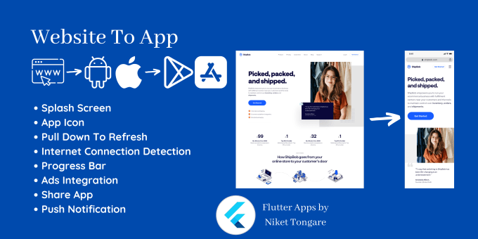 Gig Preview - Convert your website to android and IOS app using flutter webview