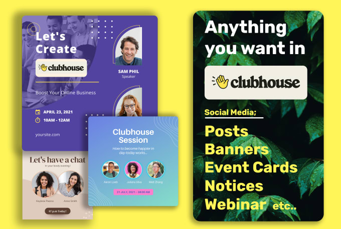 Gig Preview - Create clubhouse event cards social media posts for you