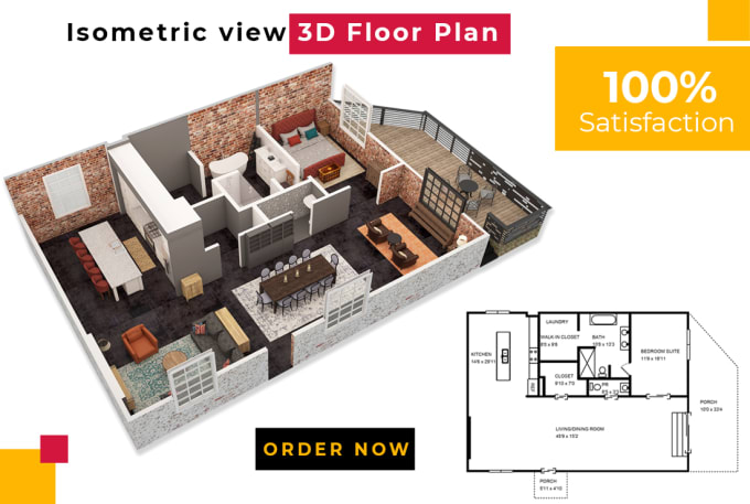 Gig Preview - Create 2d and 3d floor plan and rendering for your home