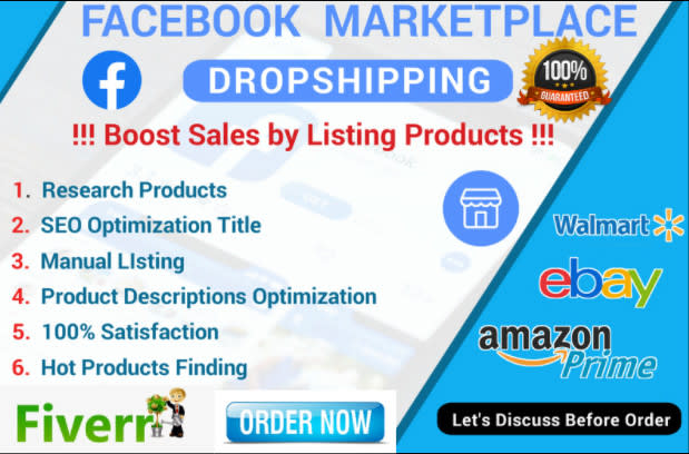 Gig Preview - Do facebook marketplace dropshipping with product listing