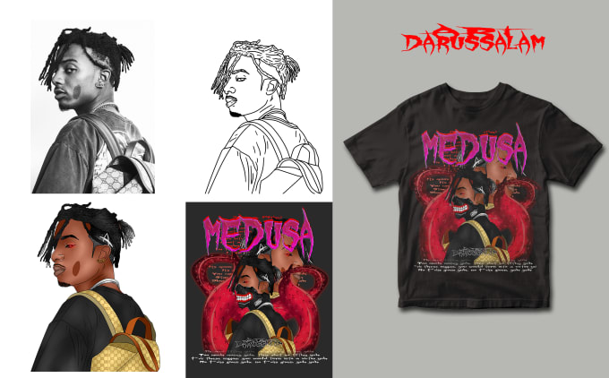 Gig Preview - Create make facial designs and cartoon rappers on clothes