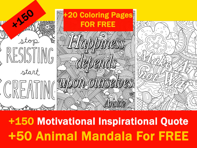 Gig Preview - Send 150 motivational inspirational quote coloring pages