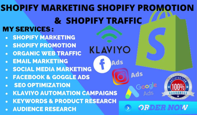 Gig Preview - Do shopify marketing, klaviyo sales funnel and facebook marketing